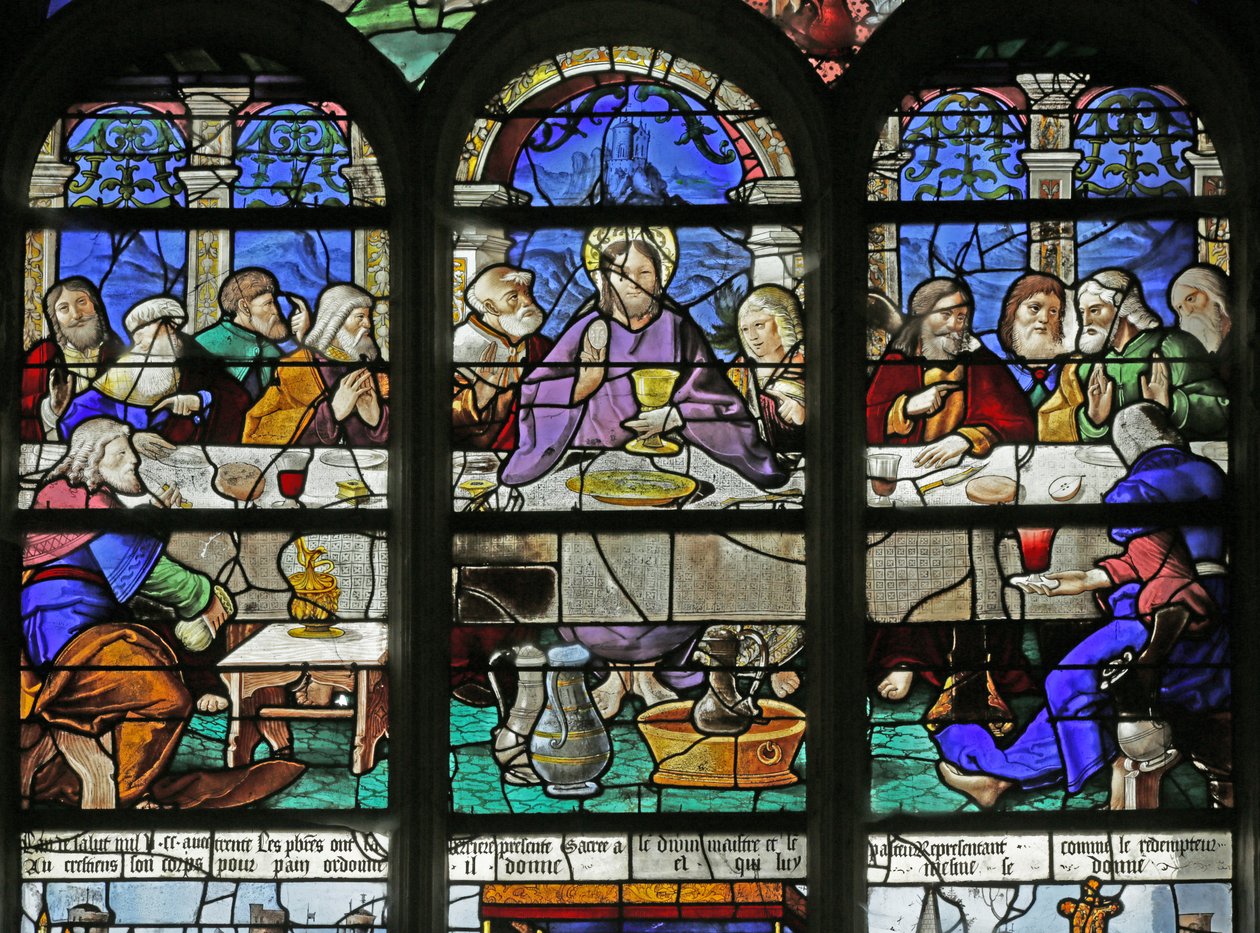 Raam met het Laatste Avondmaal, (detail), 1530 door French School