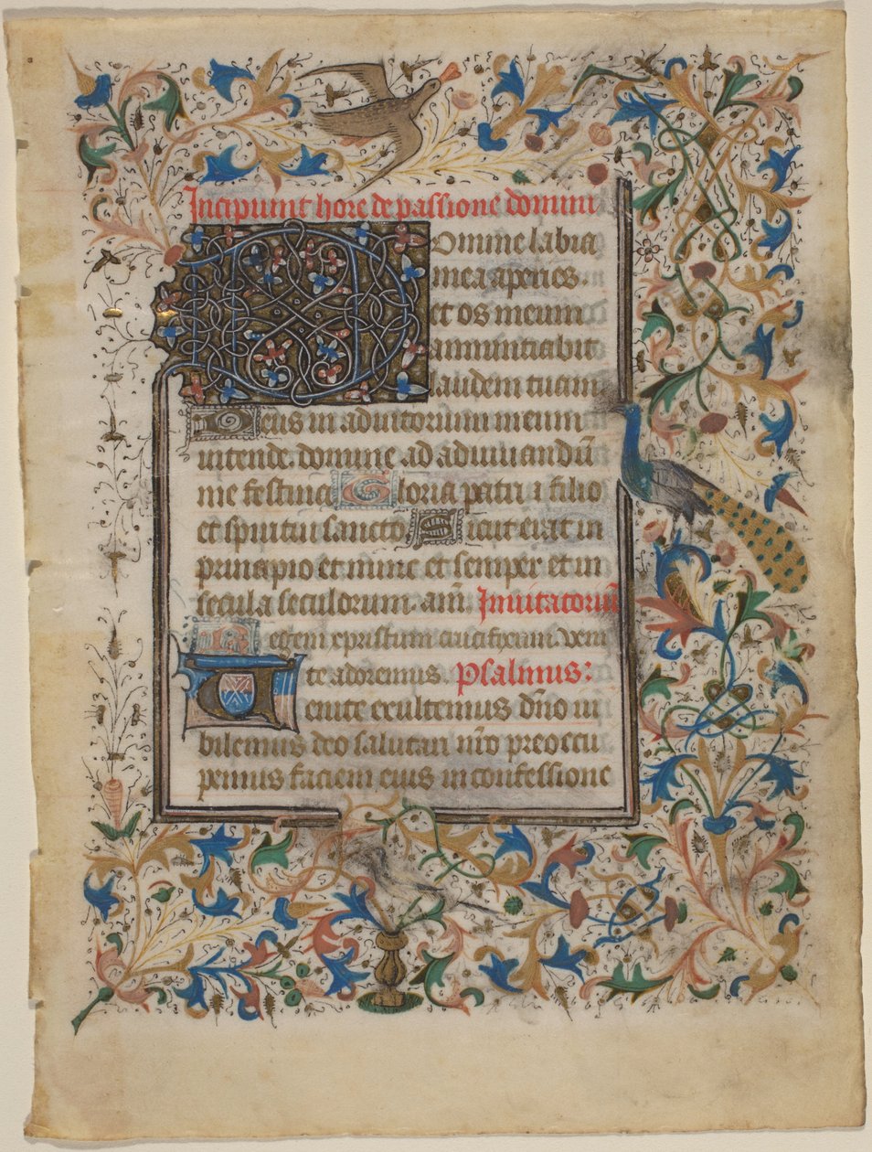 Manuscriptblad uit een Getijdenboek (incip. Passionis) door French 14th Century