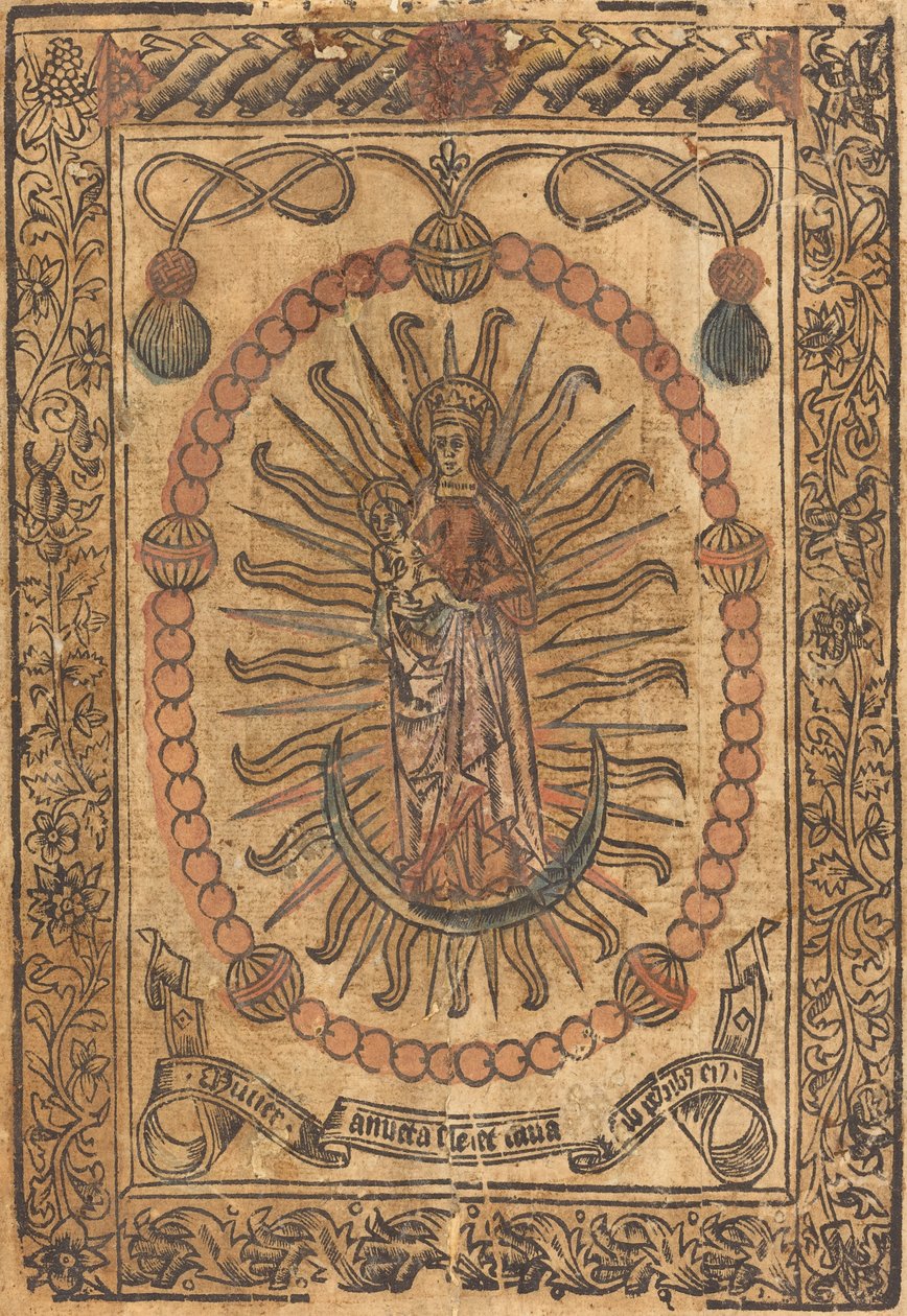 De Madonna en kind in een rozenkrans door French 15th Century