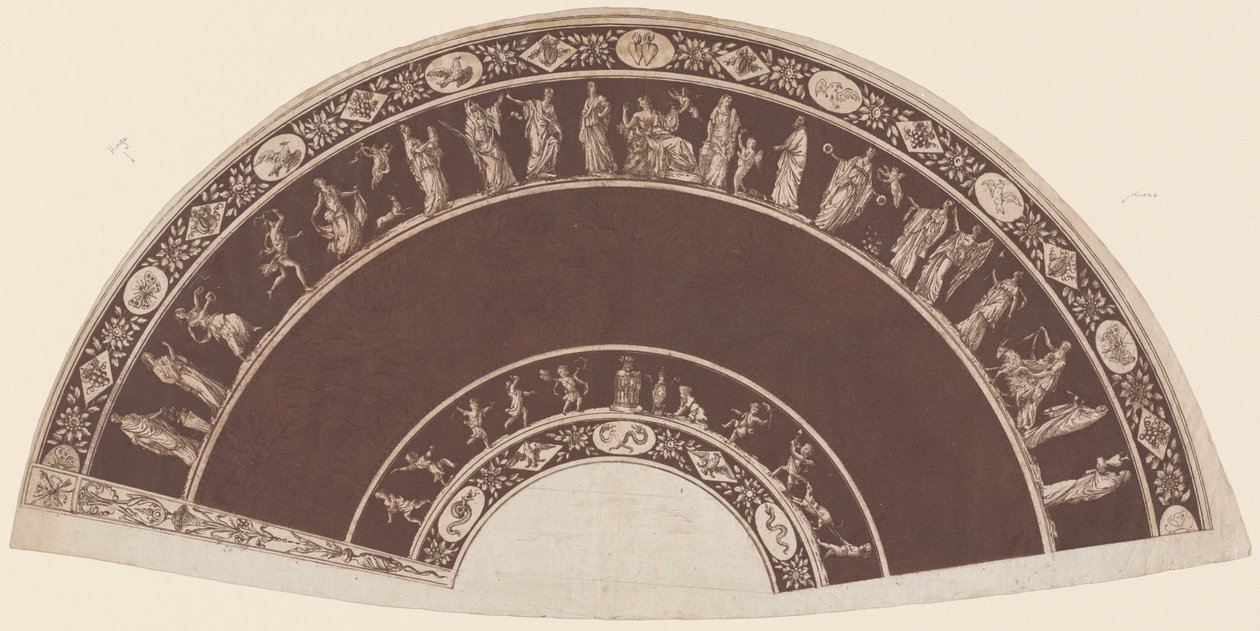 Een Waaier met Klassieke Figuren die naar Apollo Gaan door French 18th Century