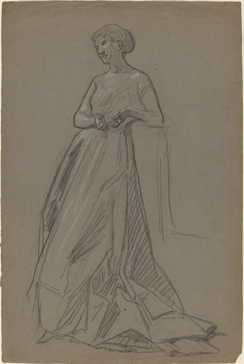 Staande vrouw leunend op haar elleboog door French 19th Century