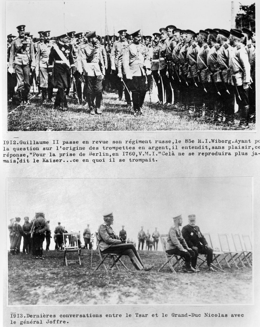 Laatste gesprekken tussen de Tsaar en Groothertog Nicolaas II, en Generaal Joffre, 1913 door French Photographer