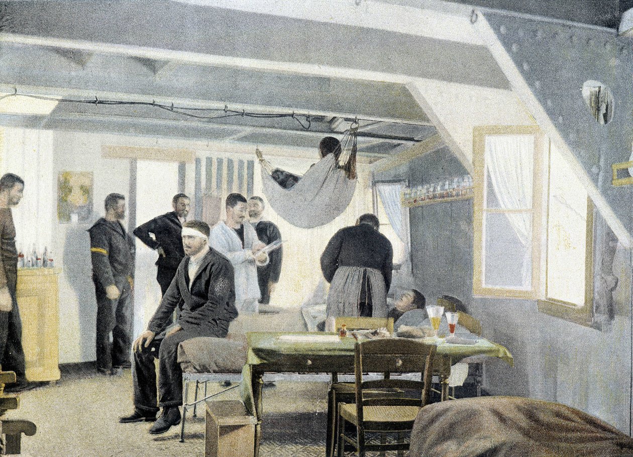 Franse marine, eind 19e eeuw: Inspectie in de ziekenboeg, bezoek van de dokter door French Photographer