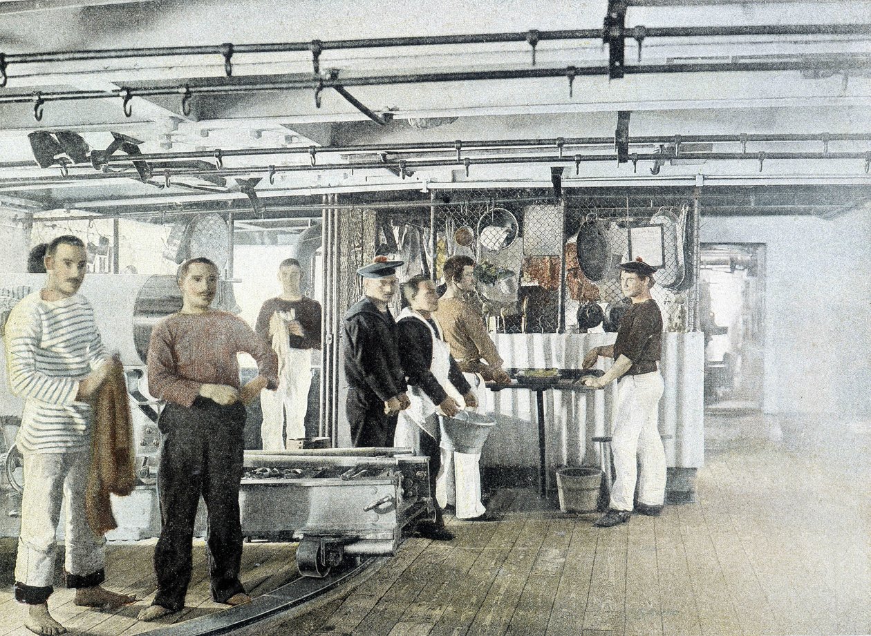 Franse marine, eind 19e eeuw: De keuken van officieren door French Photographer
