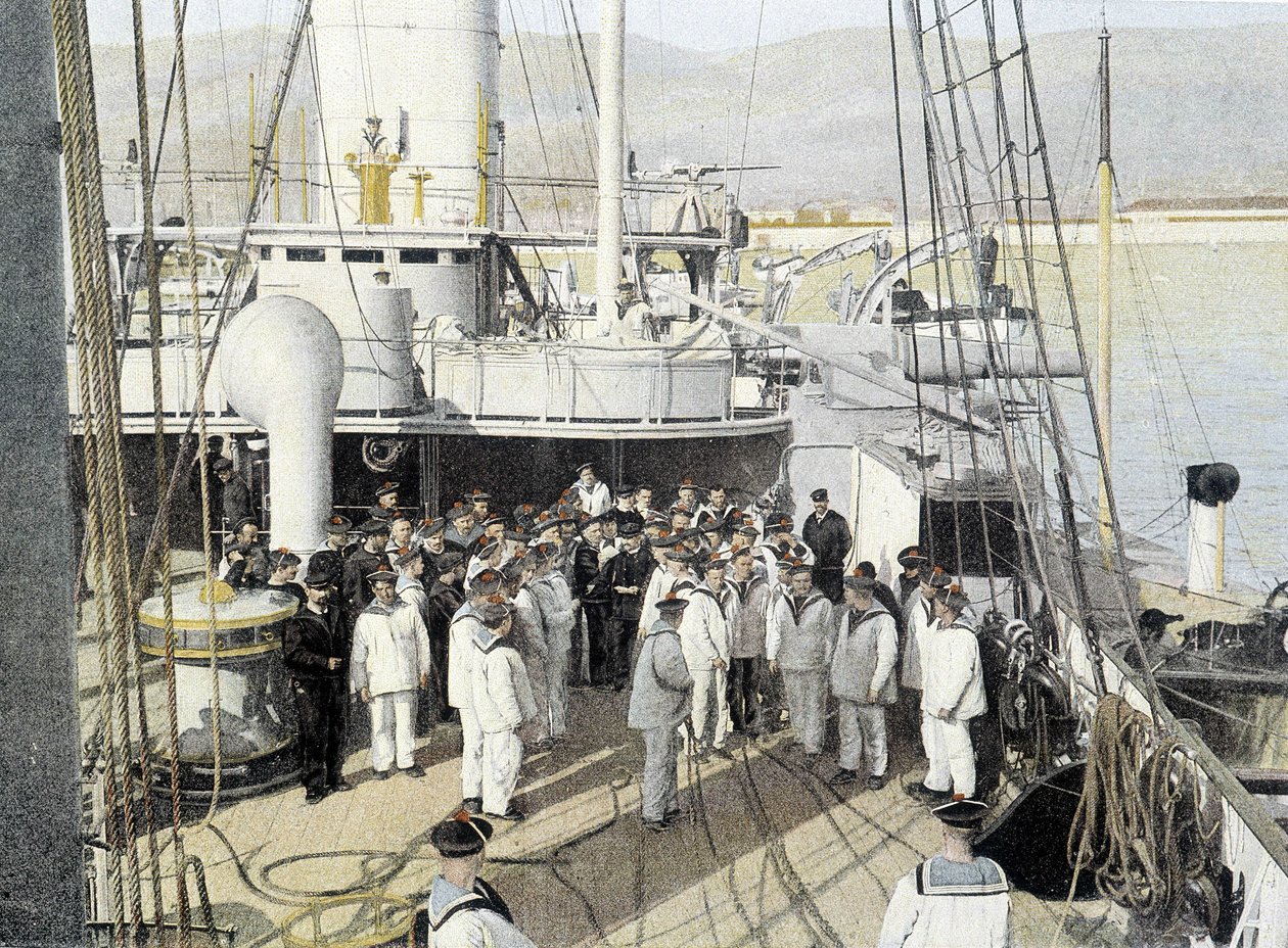 Franse marine, laat 19e eeuw: De wagemestre, distributie van brieven - Bibl. des Arts deco. door French Photographer