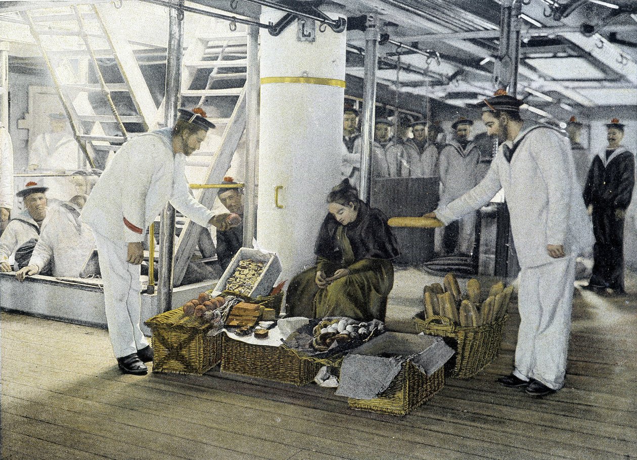 Franse marine, eind 19e eeuw: de eetwarenhandelaar - Bibl. des Arts deco. door French Photographer