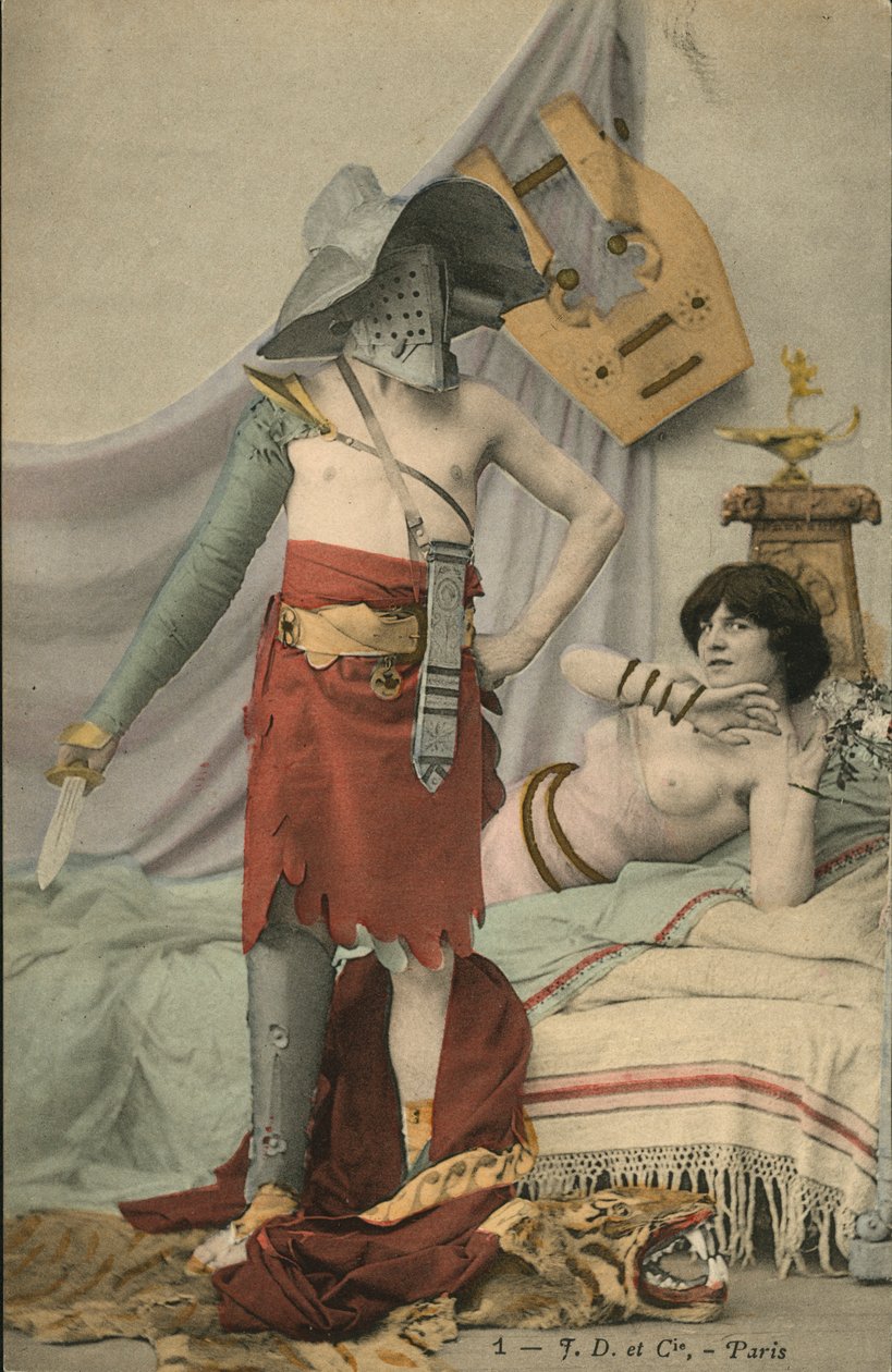 Gladiator en een vrouw in bed (gekleurde foto) door French Photographer