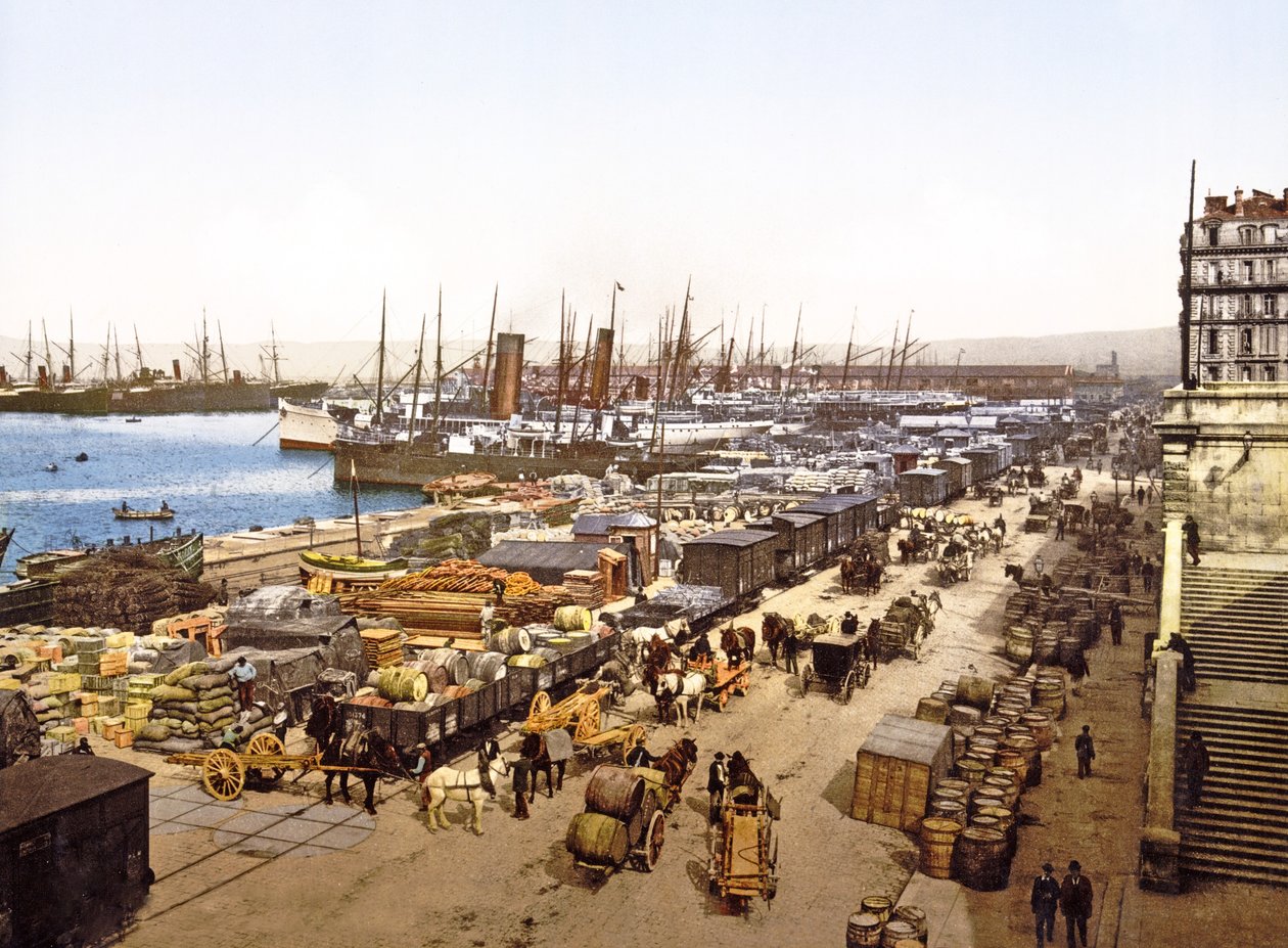 Quai de la Joliette, Marseille, Frankrijk, gepubliceerd 1890-1900 door French Photographer