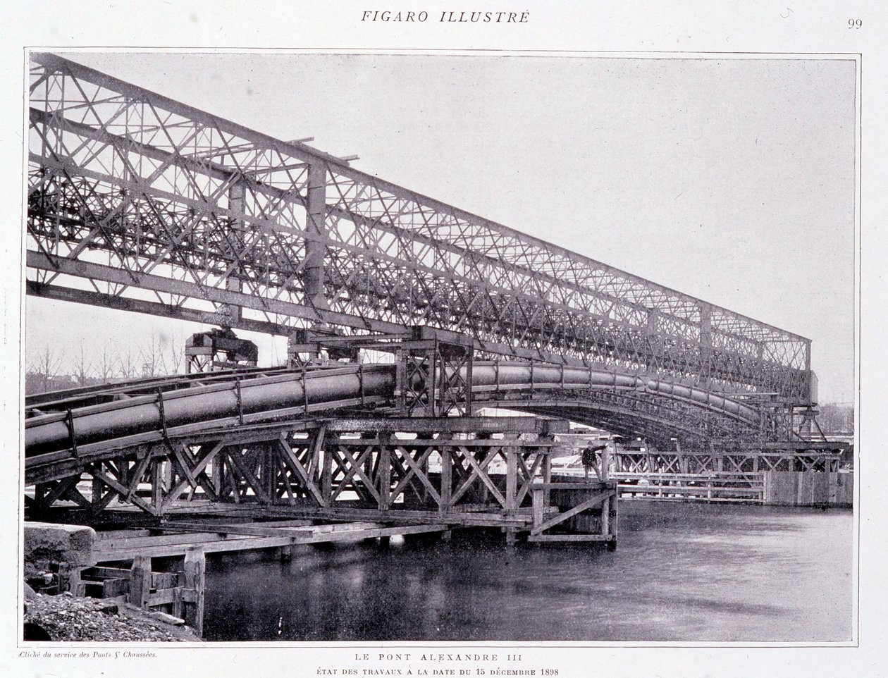 De werken van de brug Alexander III tot 15/12/1898 - in 
