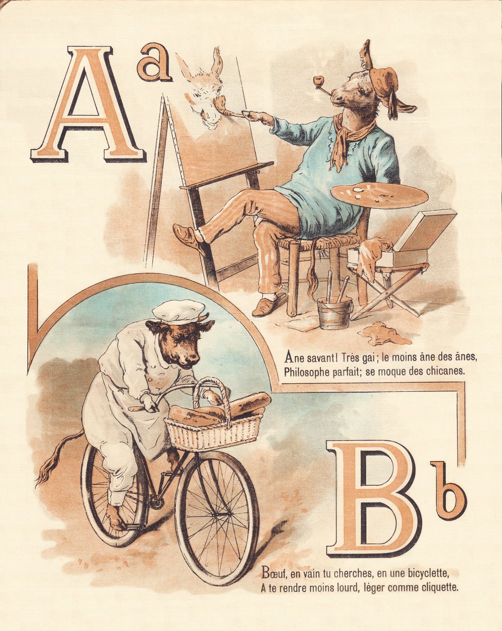 A B: Dier, kunstenaar, rundvlees, bakker door French School