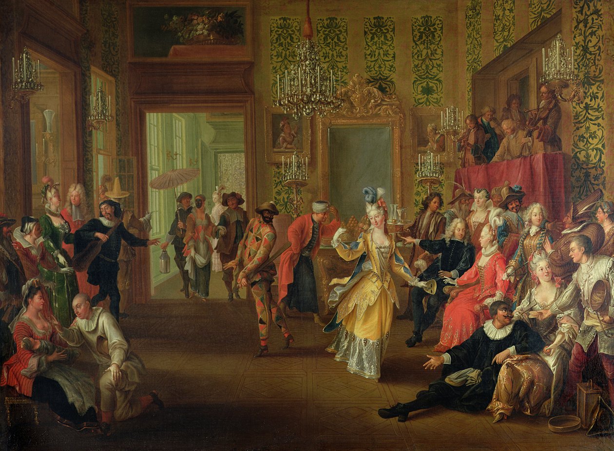 Een Bal Pare tijdens het Carnaval, ca. 1710 door French School