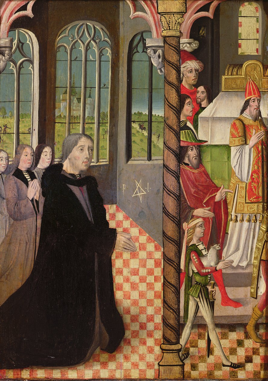 Een schenker met zijn drie dochters en het offer van Joachim, 1485-95 door French School