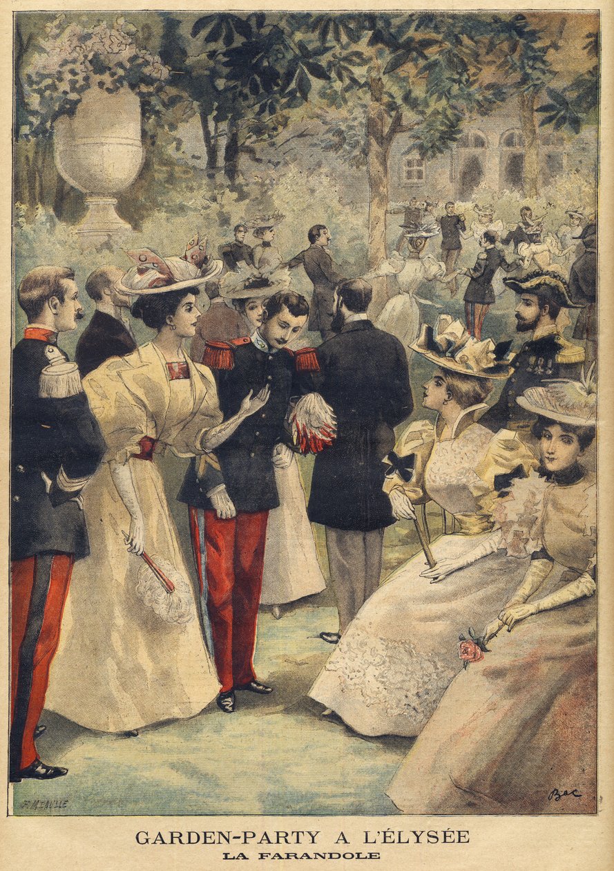 Een tuinfeest in het Élysée (La Farandole) - illustratie door Méaulle, Fortune Louis uit 