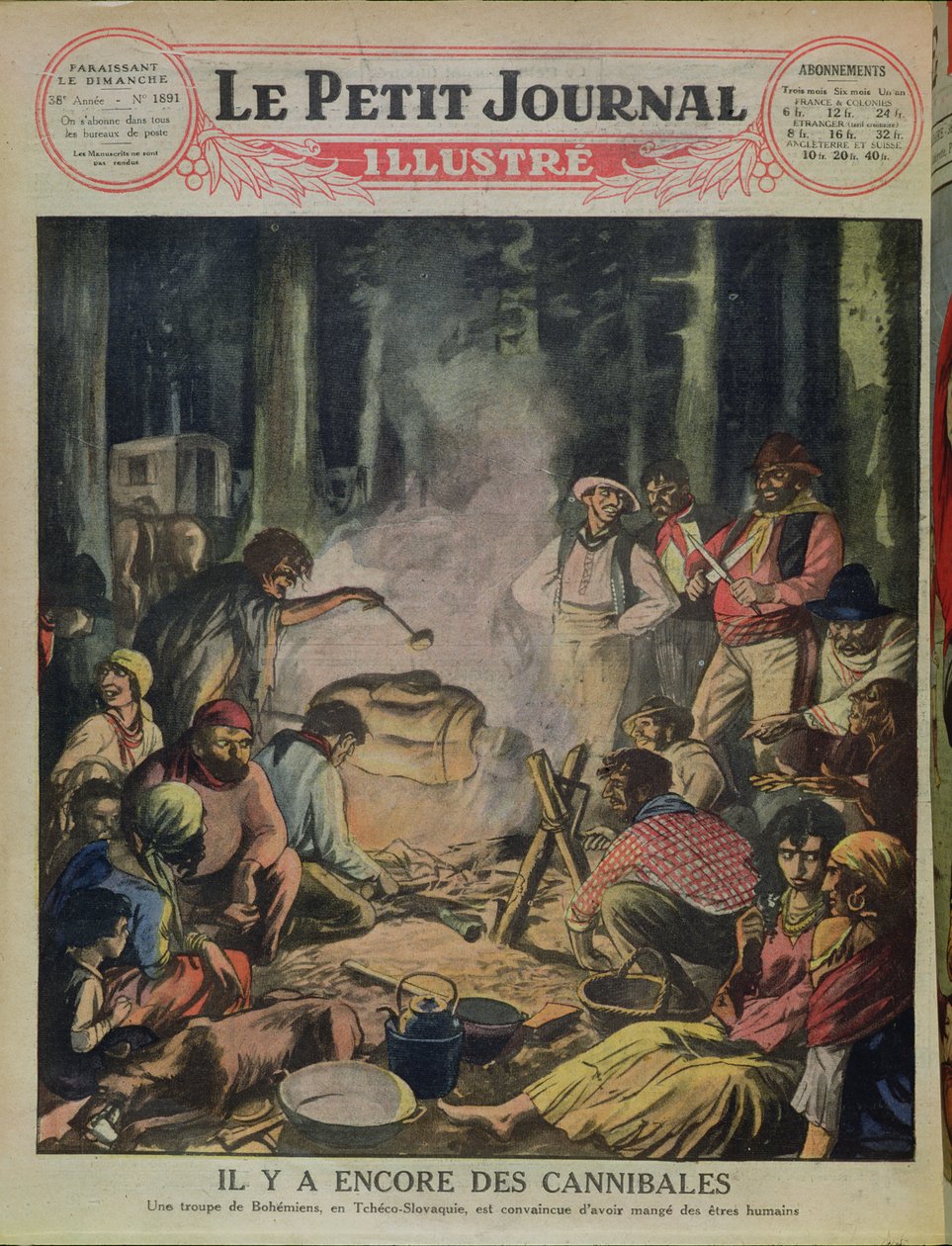 Een groep kannibalistische zigeuners in Tsjechoslowakije, uit Le Petit Journal, 1927 door French School