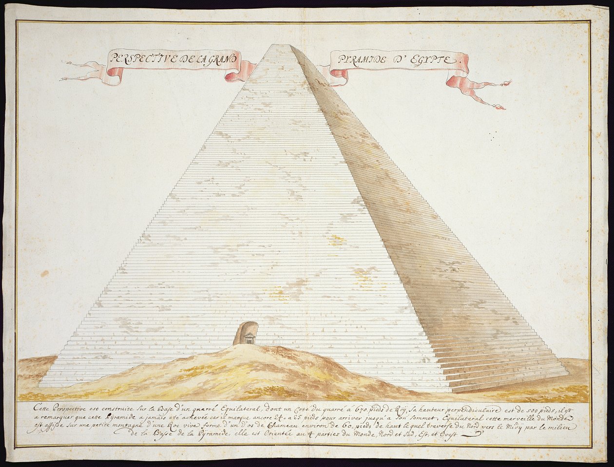 Een perspectivisch uitzicht op een piramide in Egypte, c.1700 door French School