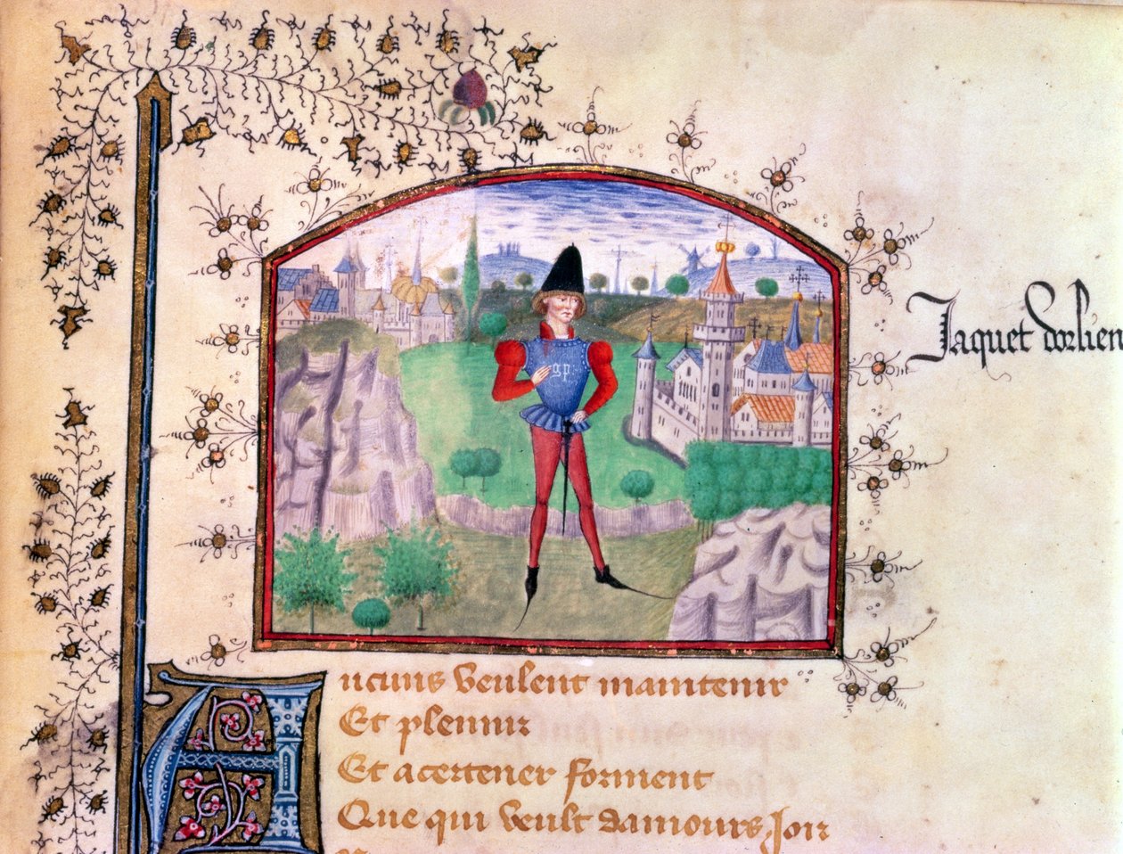 Een Troubadour, uit het Livre des Cent Ballades door Jean Le Seneschal door French School
