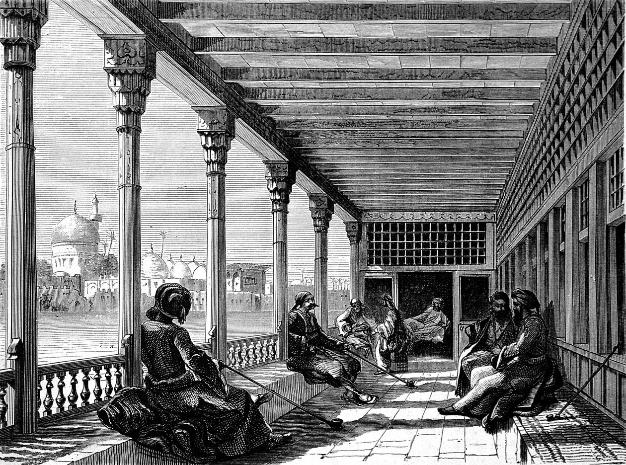 Een café aan de oevers van de Tigris, Bagdad door French School