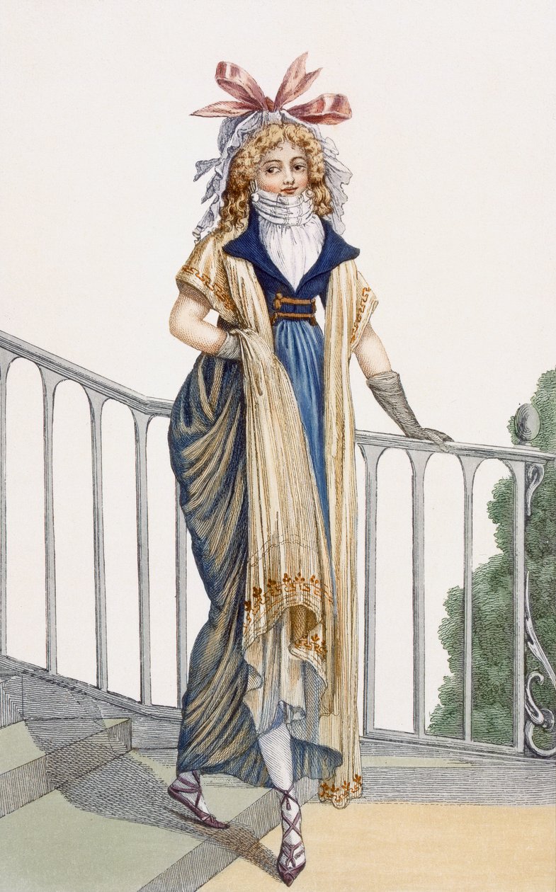 Een landelijk wandeljurk, illustratie uit Journal des Dames et des Modes, 1797 door French School