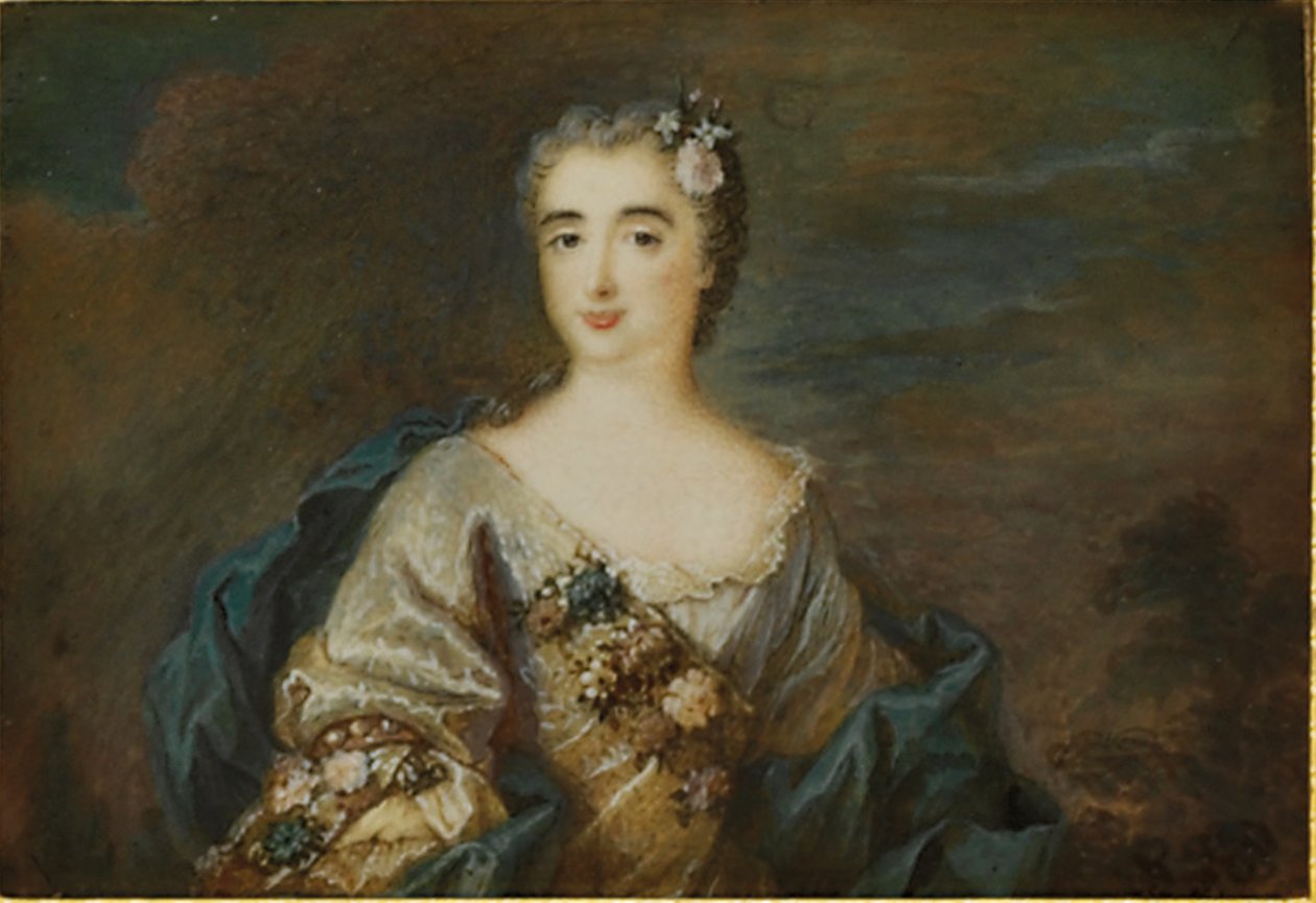 Een dame genaamd Louise-Jeanne de Durfot, hertogin van Mazarin en de Meilleraye, ca. 1750 door French School