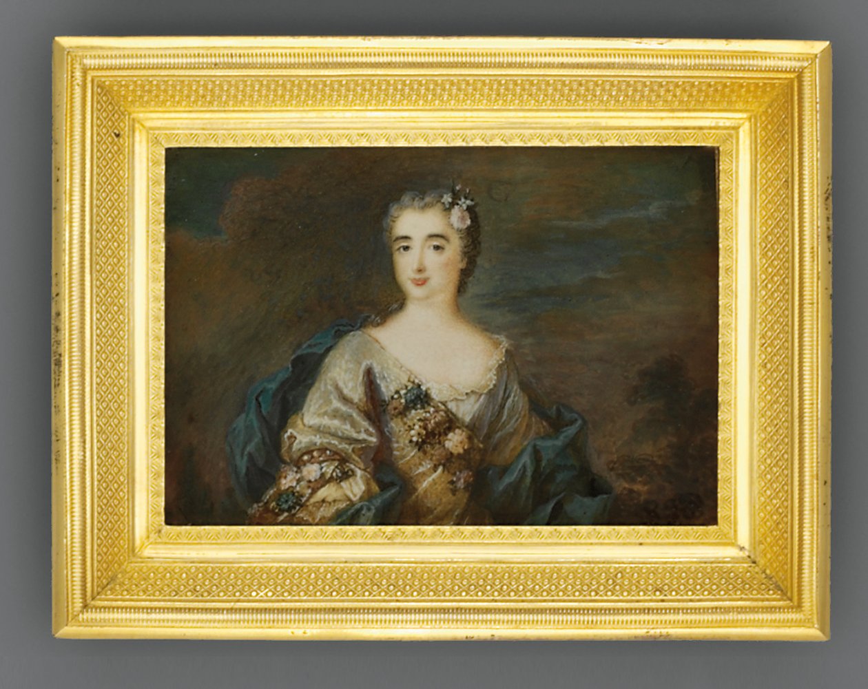 Een dame genaamd Louise-Jeanne de Durfot, hertogin van Mazarin en de la Meilleraye, c.1750 door French School
