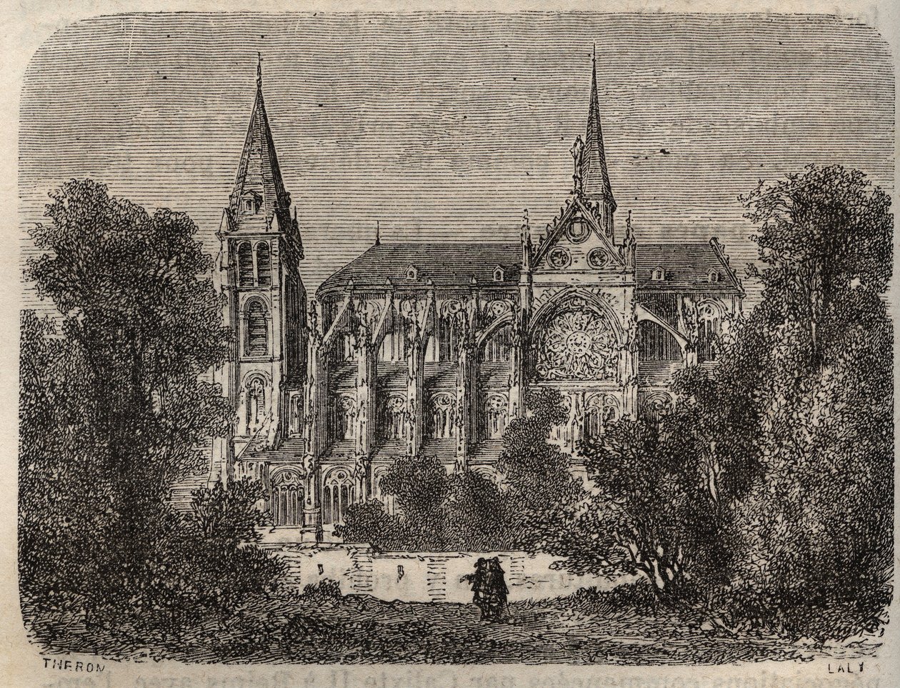 Abdij Saint-Victor van Parijs, gesticht in de 12e eeuw - gravure in 