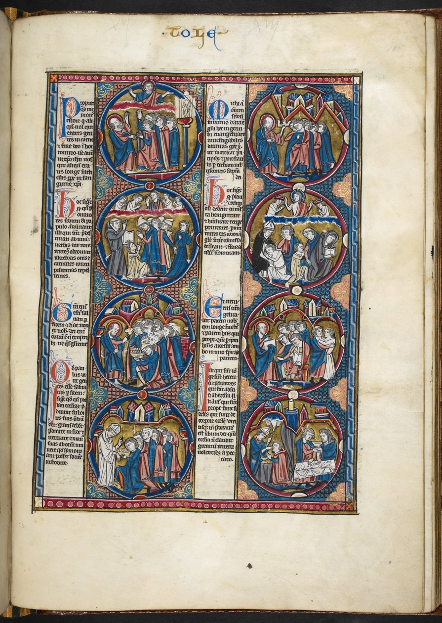 Add MS Harley 1527, f.105r, miniaturen uit Bible moralisée door French School