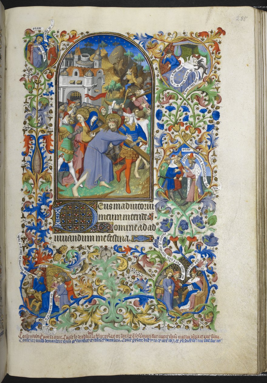 Uren van de Passie [Sext], Christus die het kruis draagt, uit Getijdenboek (The Bedford Hours) c.1410-30 door French School