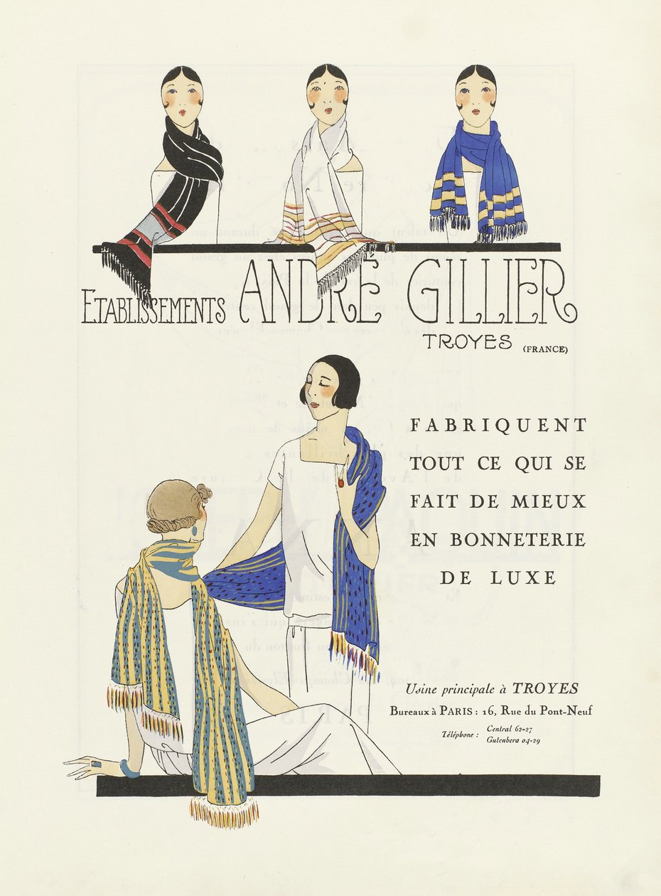 Reclame voor Etablissements Andre Gillier , café jaren 1920 (sjabloondruk) door French School