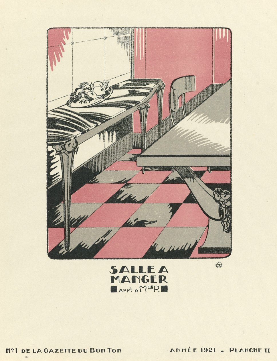 Reclame voor "Salle a Manger", pub.1921 (pochoirprint) door French School