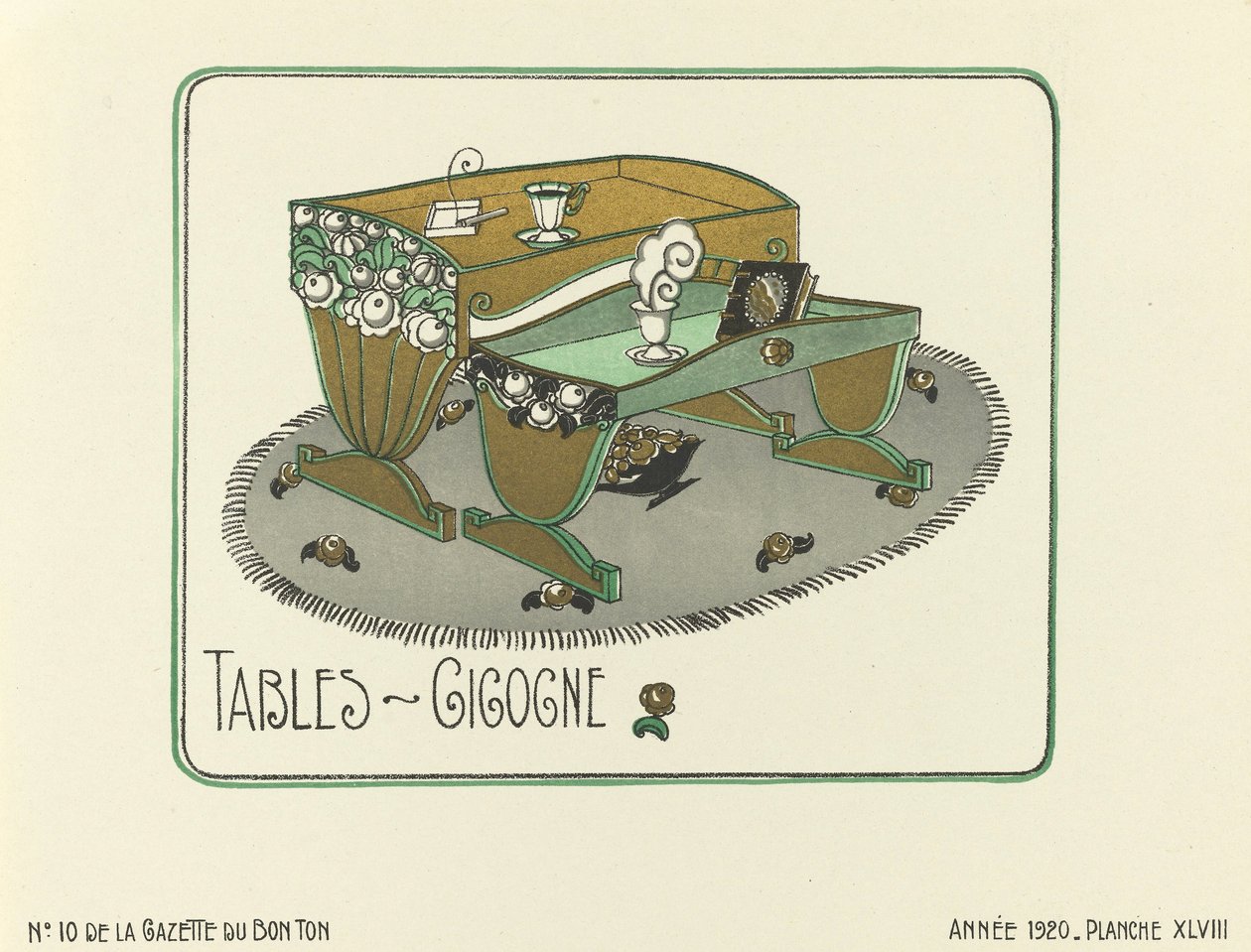 Advertentie voor "Tafels - Gigogne", pub.1920 (stencilprint) door French School