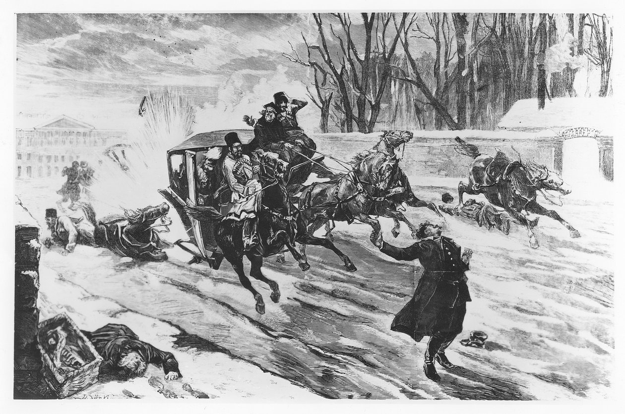 Alexander II vermoord in Sint-Petersburg, 13 maart 1881 door French School