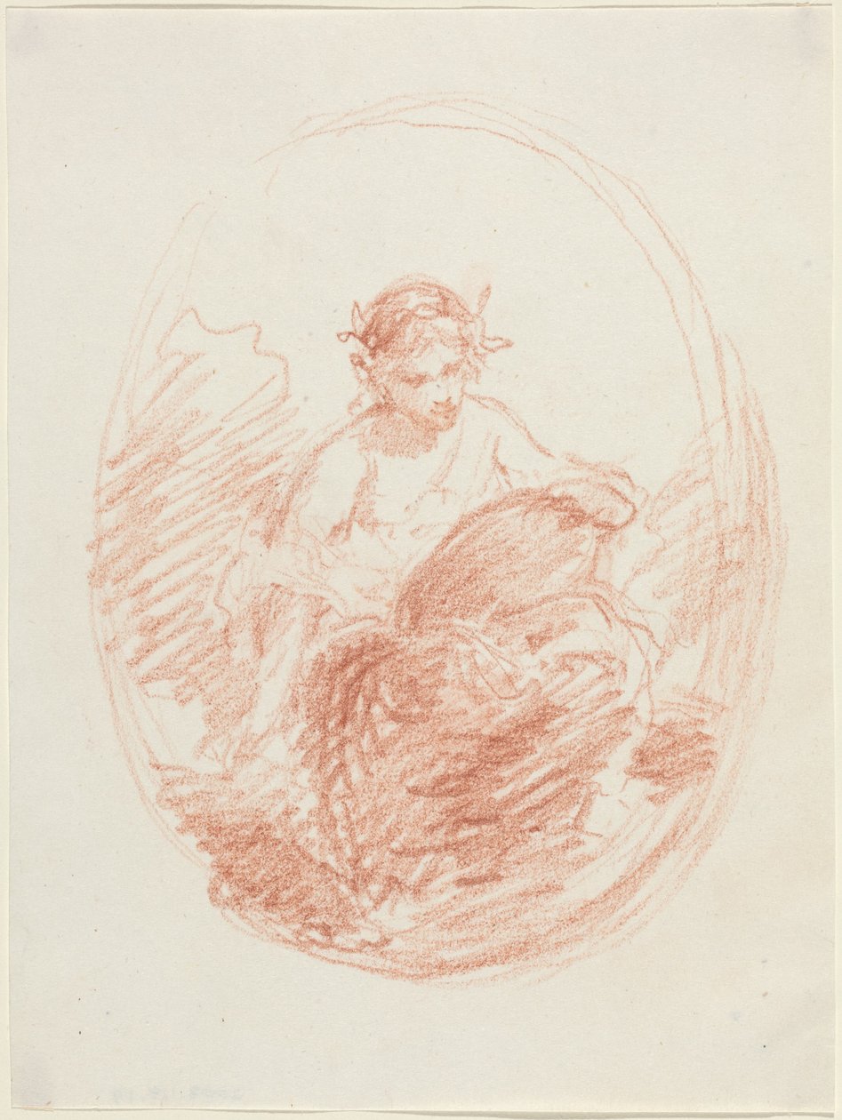 Allegorische figuur (rood krijt op velijnpapier) door French School