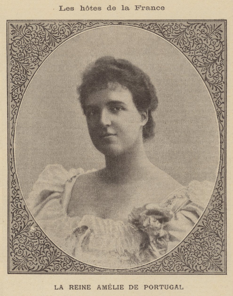 Amelie van Orléans, Koningin gemalin van Koning Carlos I van Portugal (litho) door French School