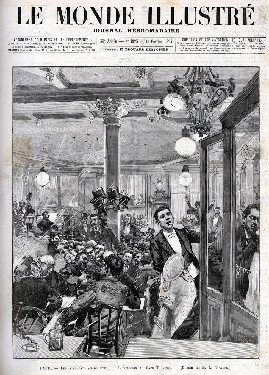 Anarchistische aanslagen in Parijs in februari 1894. De explosie in het Terminus Café. 