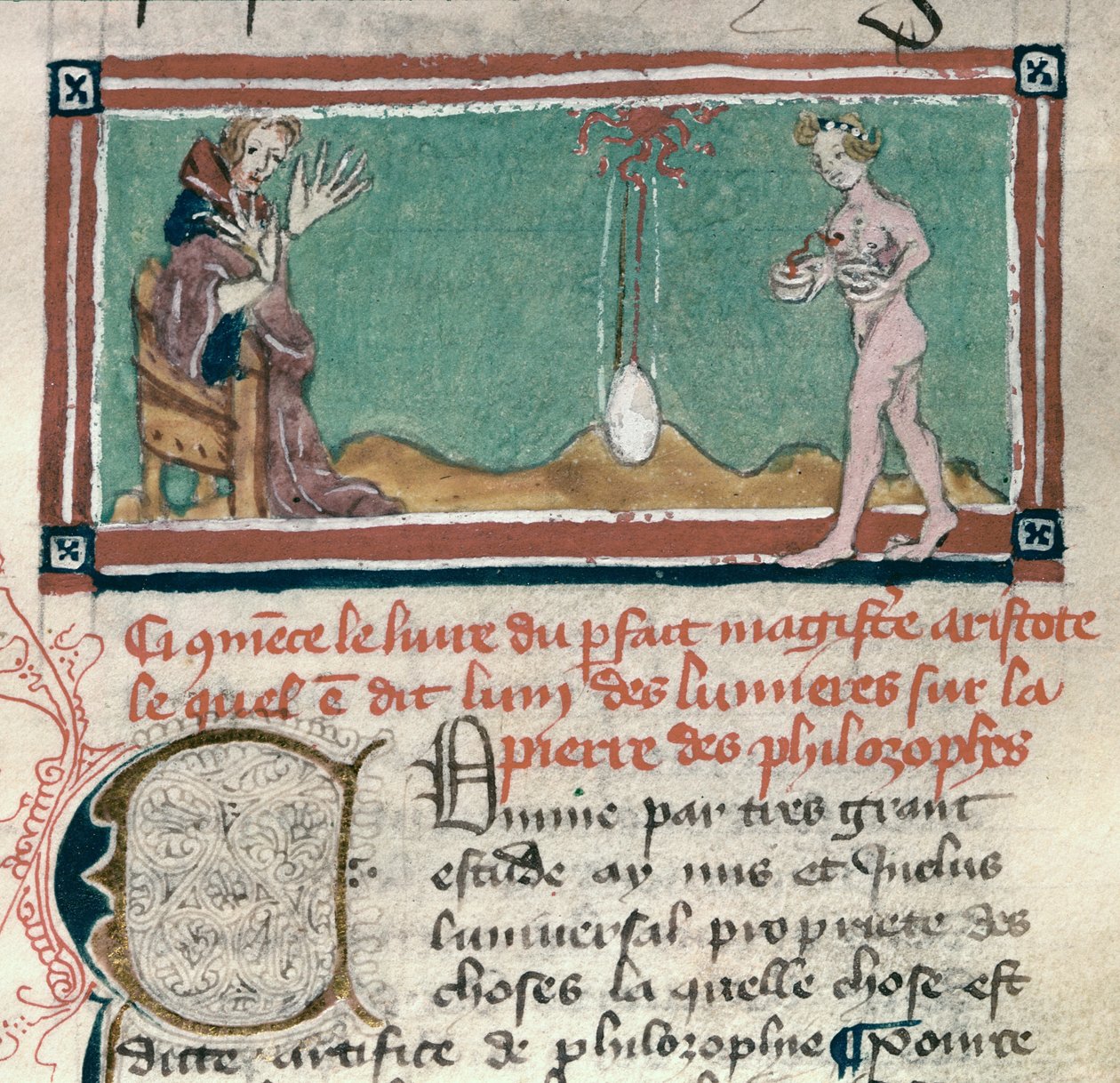 Aristoteles (384-322 v.Chr.) en de Steen der Wijzen, uit een verzameling occulte teksten door French School