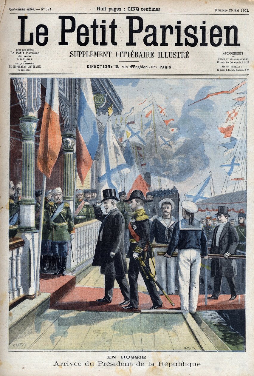 Aankomst van de president van de Franse Republiek Emile Loubet (1838-1929) in Rusland, in 