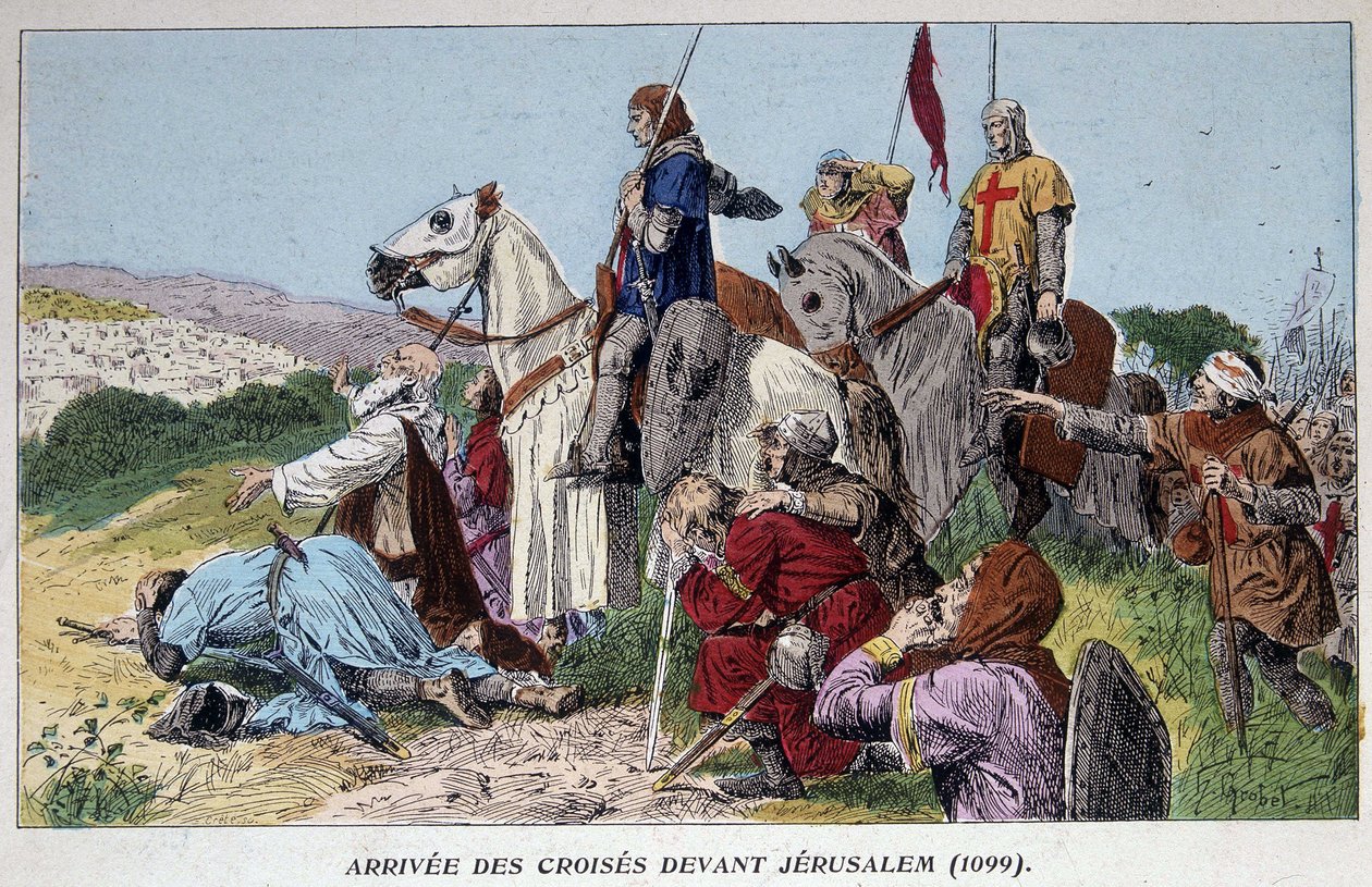 Aankomst van de kruisvaarders voor Jeruzalem (1099) door French School