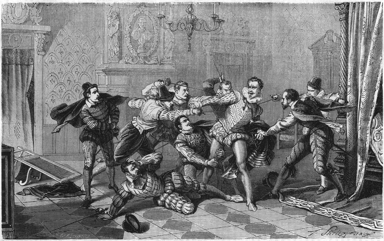 Moord op Hendrik I van Lotharingen, hertog van Guise, bekend als de Balafré (1550-1588), 23 december door French School