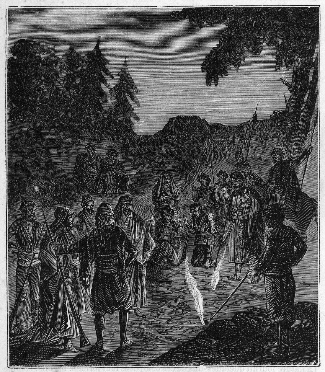 Ateshgah van Bakoe - vuurtempel in Azerbeidzjan - gravure in 