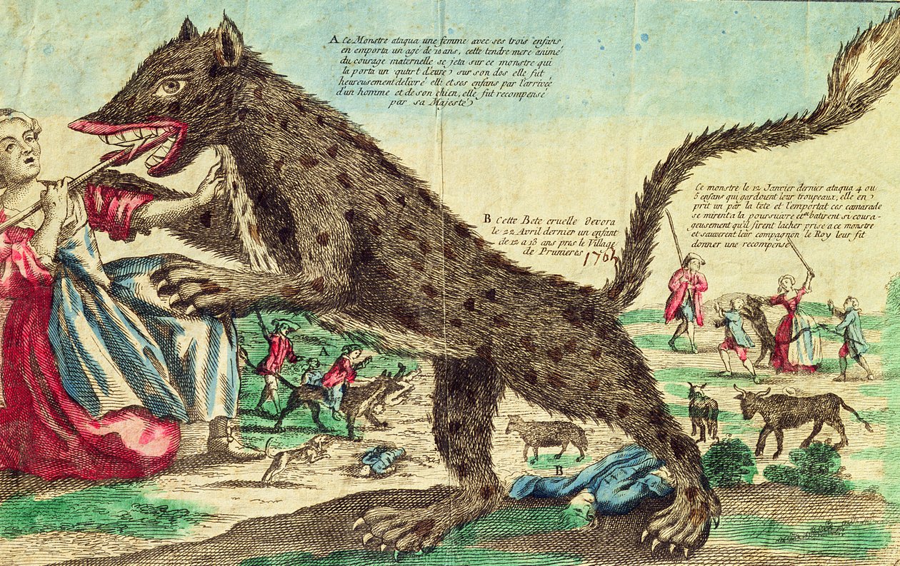 Aanvallen door het beest van Gévaudan in 1764 door French School