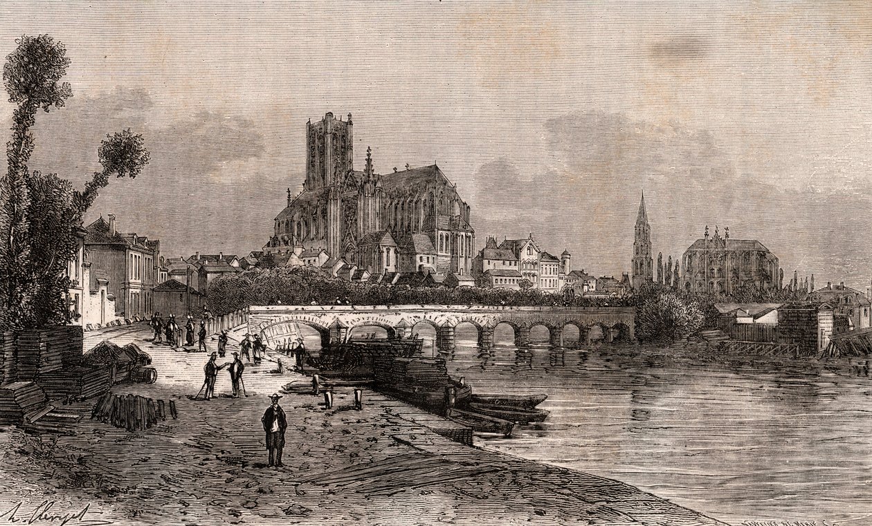Auxerre - Bourgogne-Franche-Comté - gravure in 