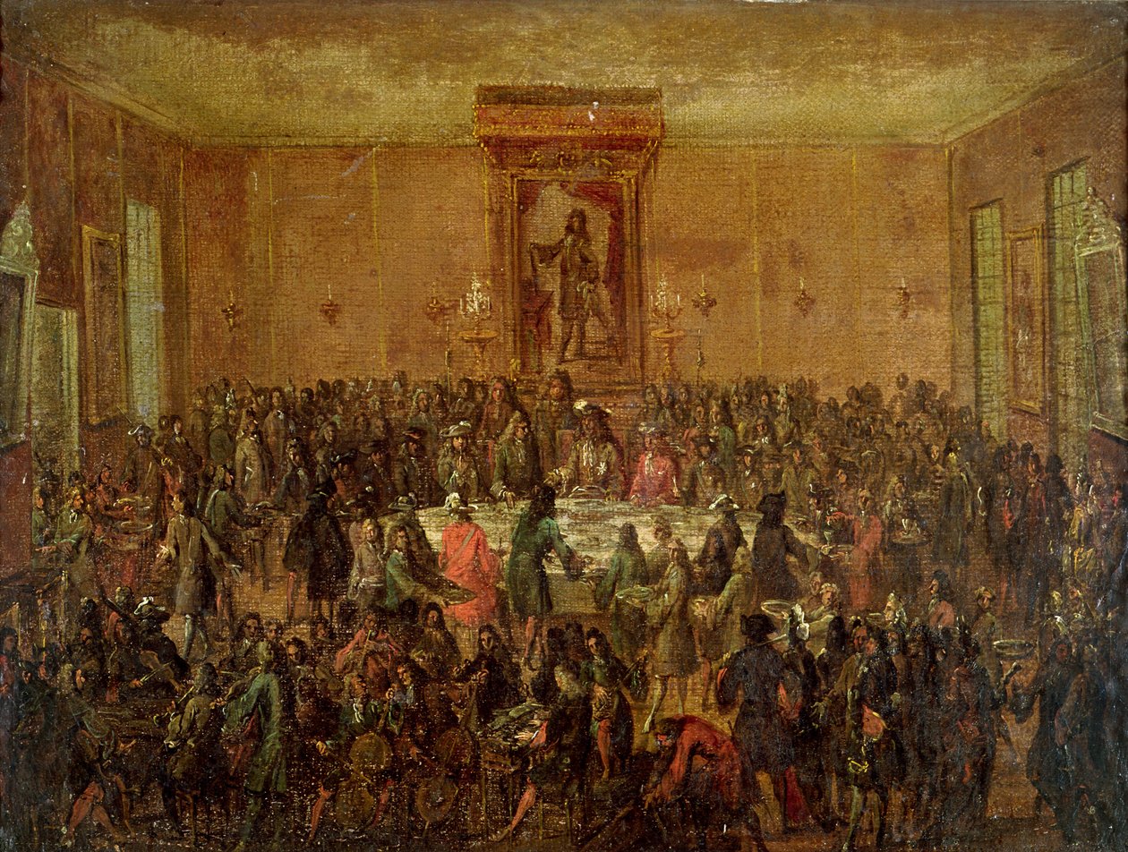 Banket Gegeven ter Ere van Lodewijk XIV (1638-1715) door het Corps Municipal in het Hotel-de-Ville, c.1680 door French School