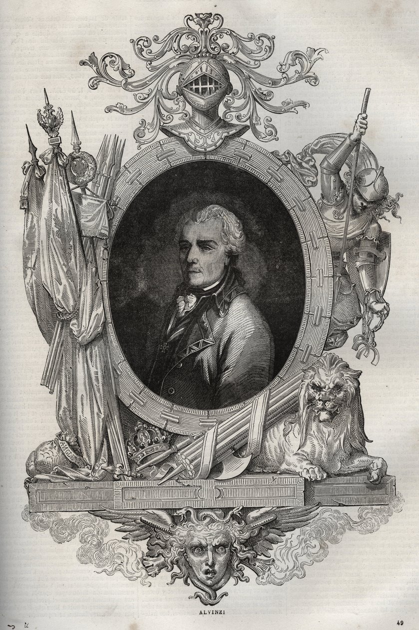 Baron Joseph Alvinczi (Alvinczy von Borberek) (1735-1810) Oostenrijks generaal - Nieuwe Nationale Encyclopedie door Maurice La Charest - 1870 door French School