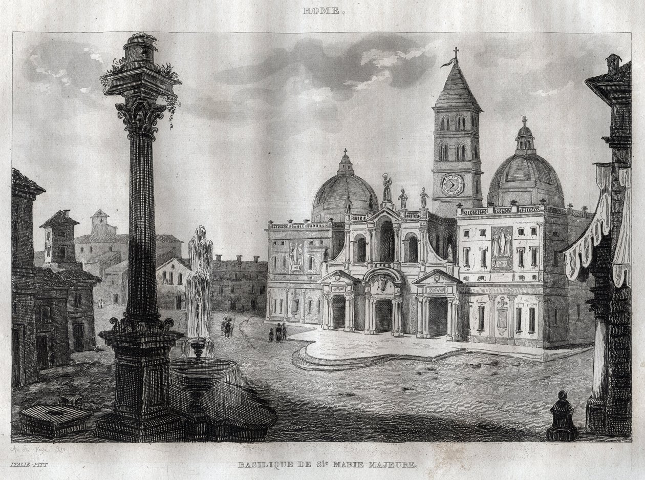 Basiliek van Santa Maria Maggiore - Rome - Gravure uit 