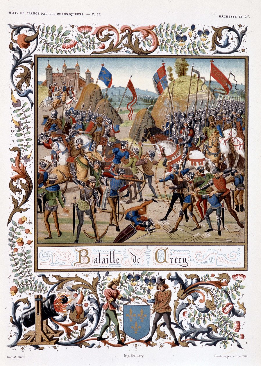 Slag bij Crécy tijdens de 100-jarige oorlog door French School