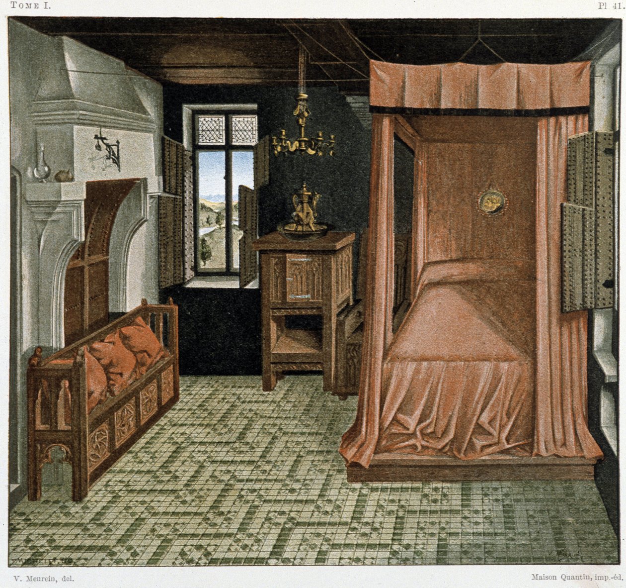 Slaapkamer in de 15e eeuw door French School