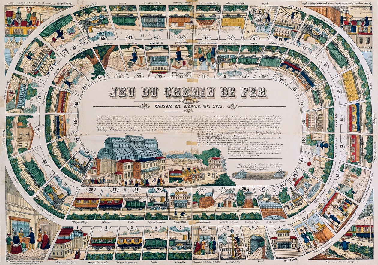 Bord voor een spoorwegspel, 1850 door French School