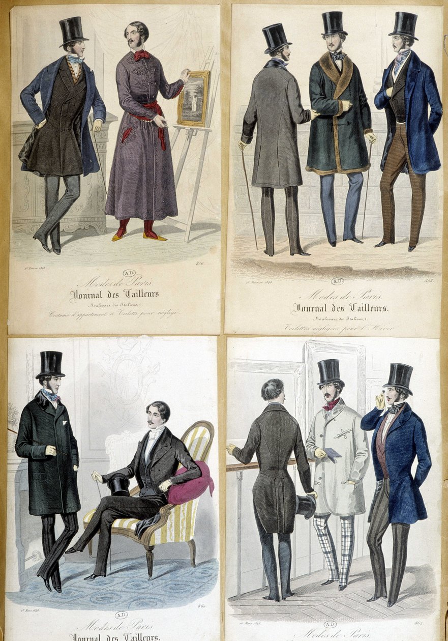 Platen die de mannenmode illustreren uit de 