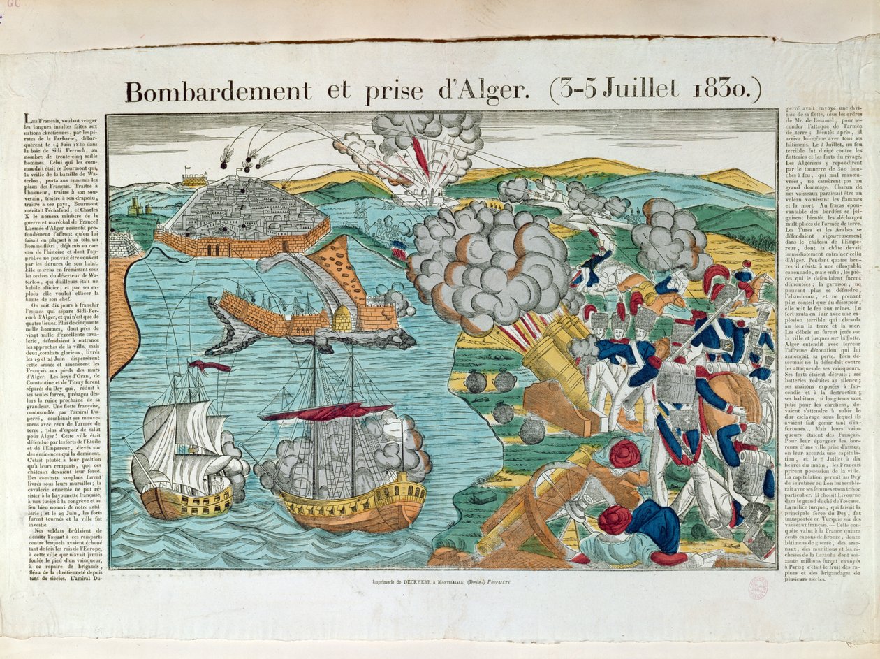 Bombardement en Belegering van Algiers, 3 juli 1830, ca. 1830-35 door French School