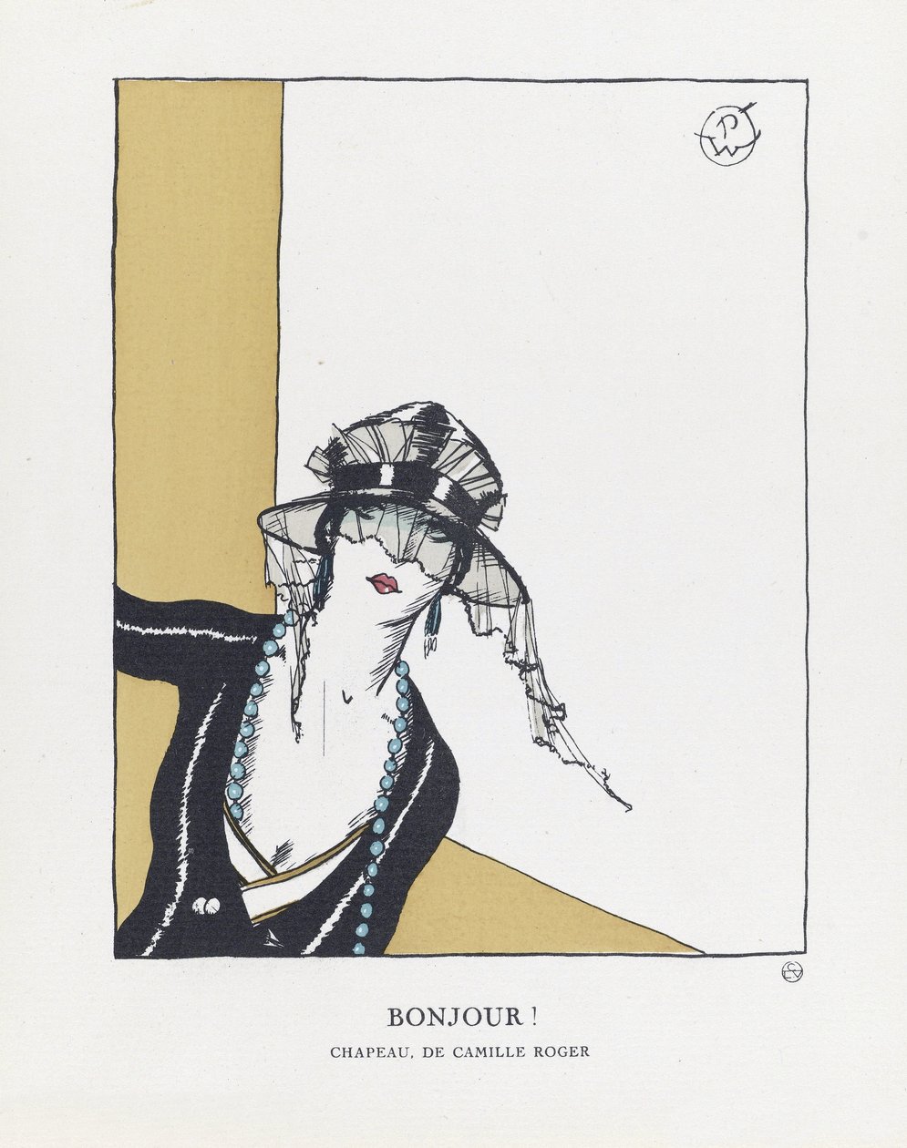 Bonjour, pub. 1921 (sjabloondruk) door French School
